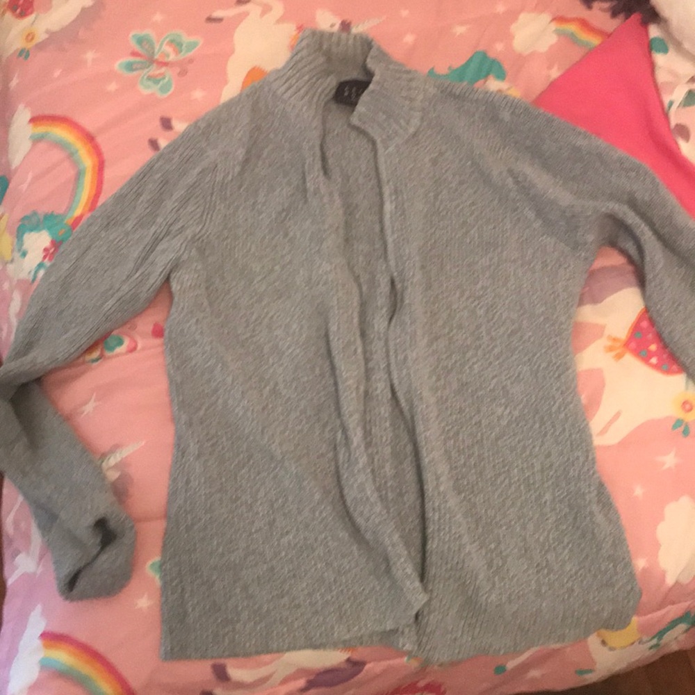 Light blue and white cardigan